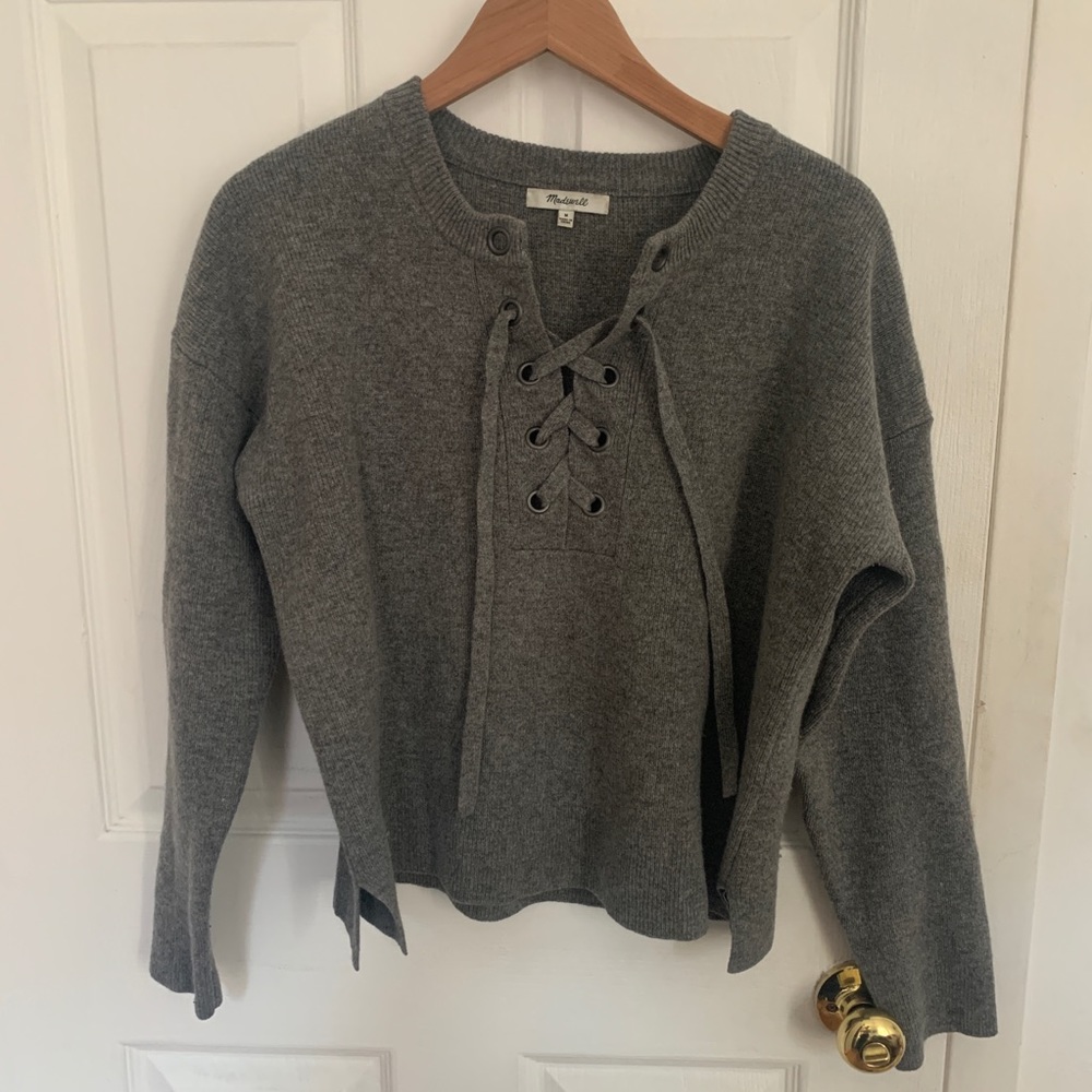 Gray Madewell Tie Sweater